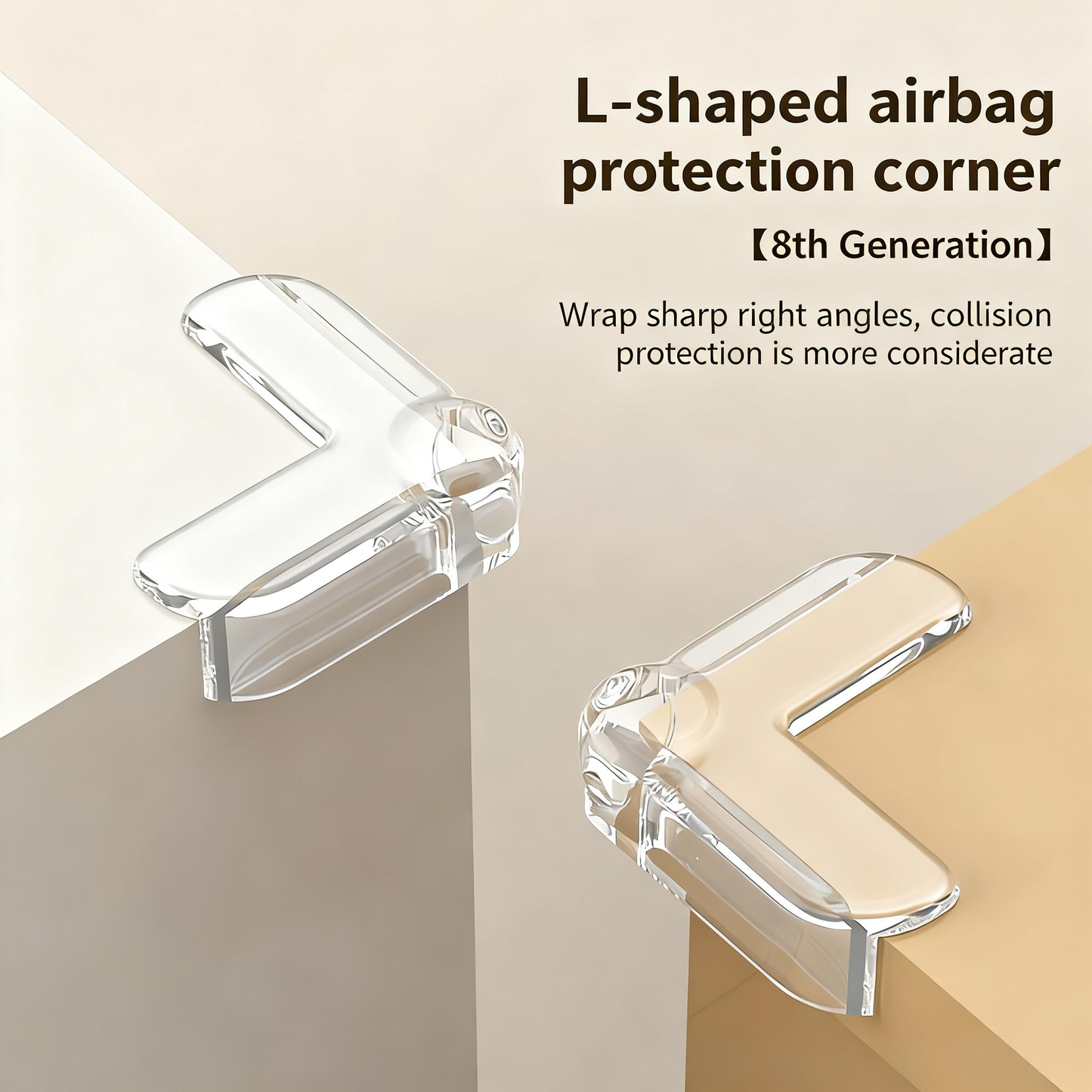 HENGS L-Shaped Airbag Corner Protectors for Baby Proofing - 12 Pack | Hollow PVC | Self-Adhesive | Furniture Edge Safety