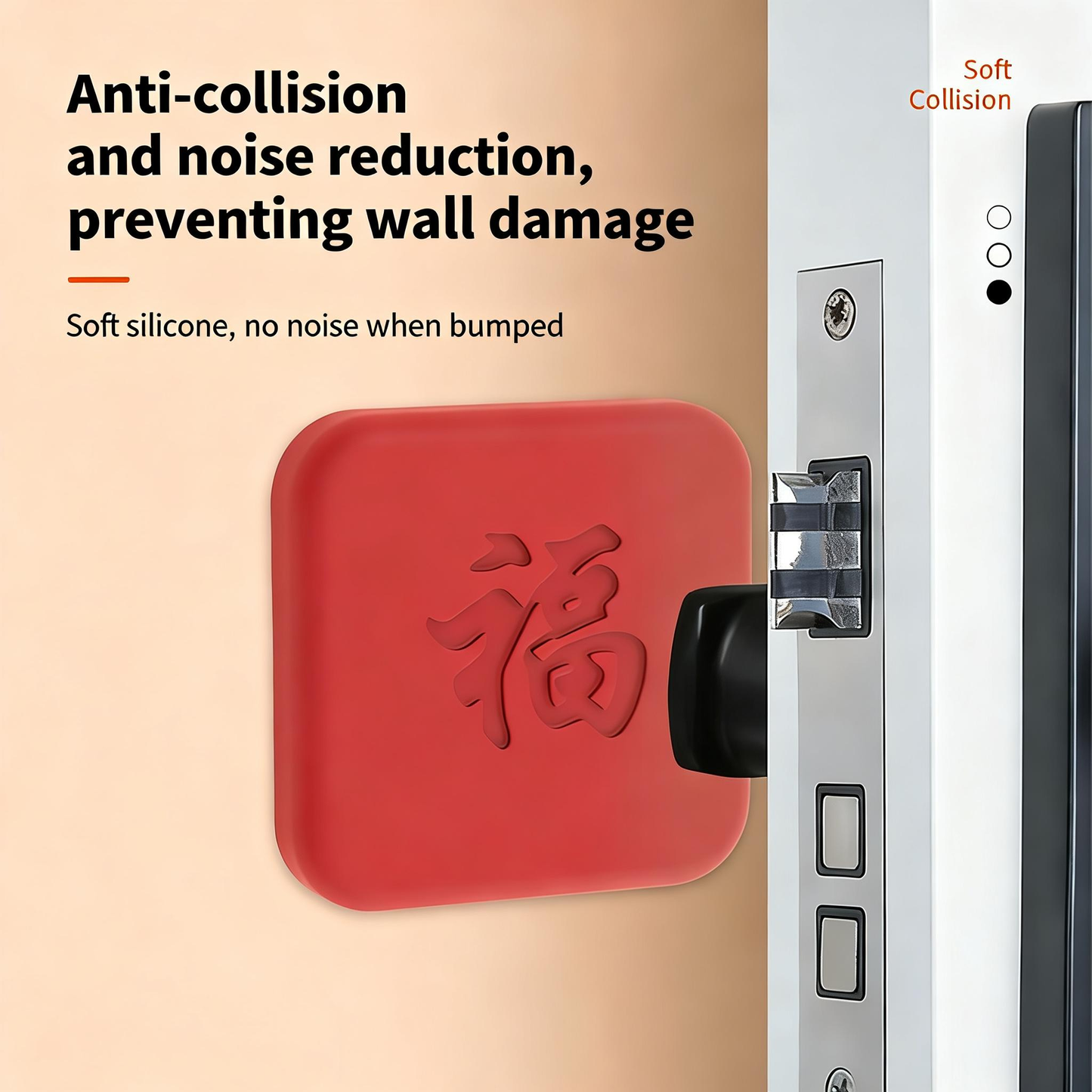 HENGS 8pcs Fu Character Anti-Collision Silicone Pads - Mute Shock-Absorbent Gel Pads for Home & Office