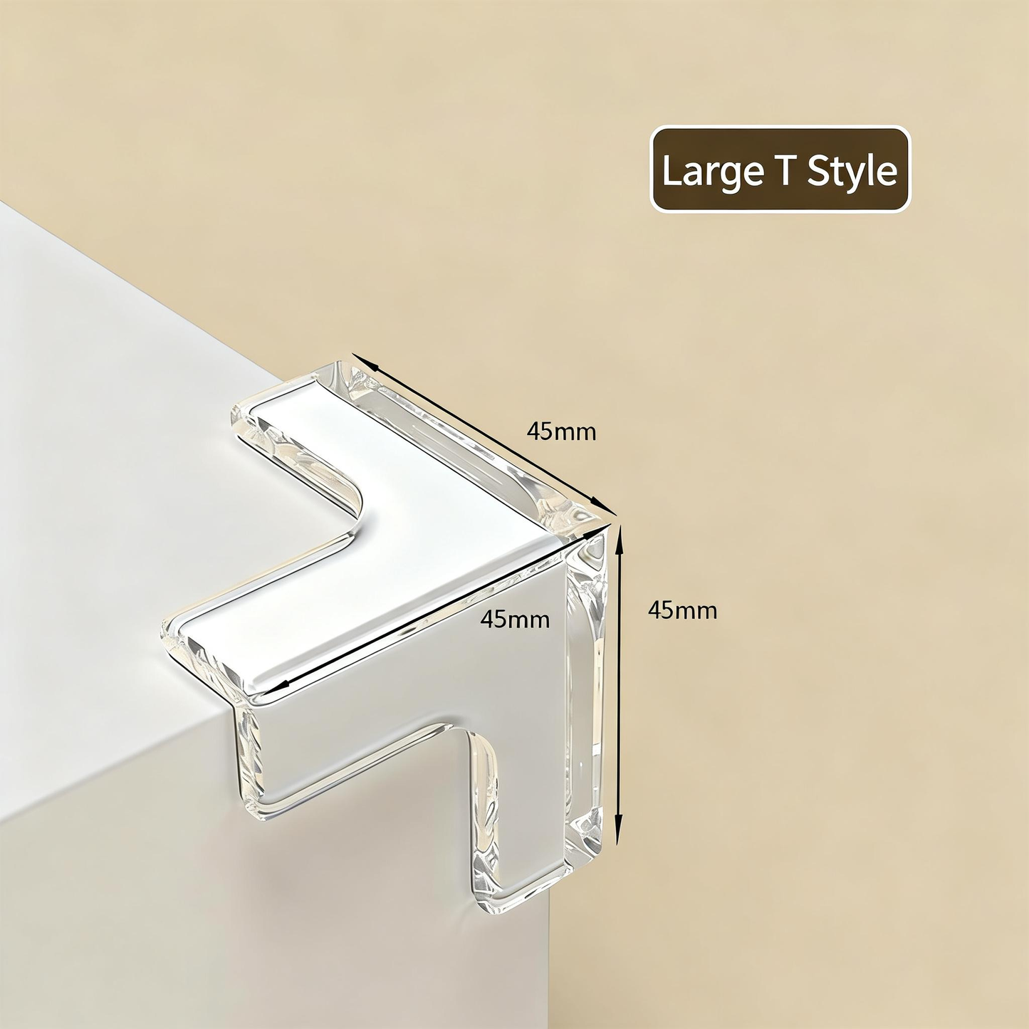 HENGS 8pcs Large T-Shaped Silicone Corner Protector - Full-Cover Baby Proofing, Strong Adhesive Non-Toxic Transparent Furniture Table Guards
