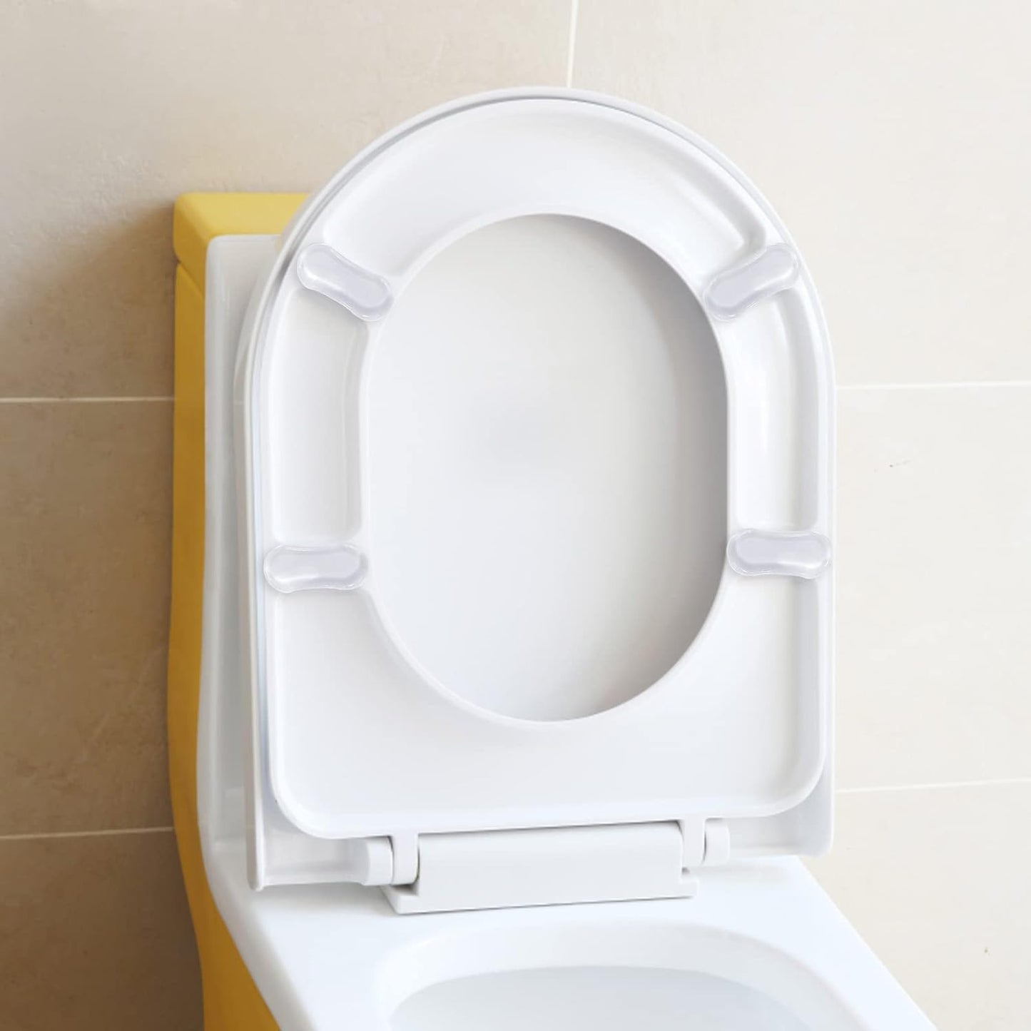 HENGS 5Pcs Transparent Toilet Seat Bumper Set, Silicone Strong Adhesive Toilet Seats Lid Bumpers, Toilet Seat Buffers, Toilet Lid Rubber Pads for, Home, Hotel and Hospital Toilets