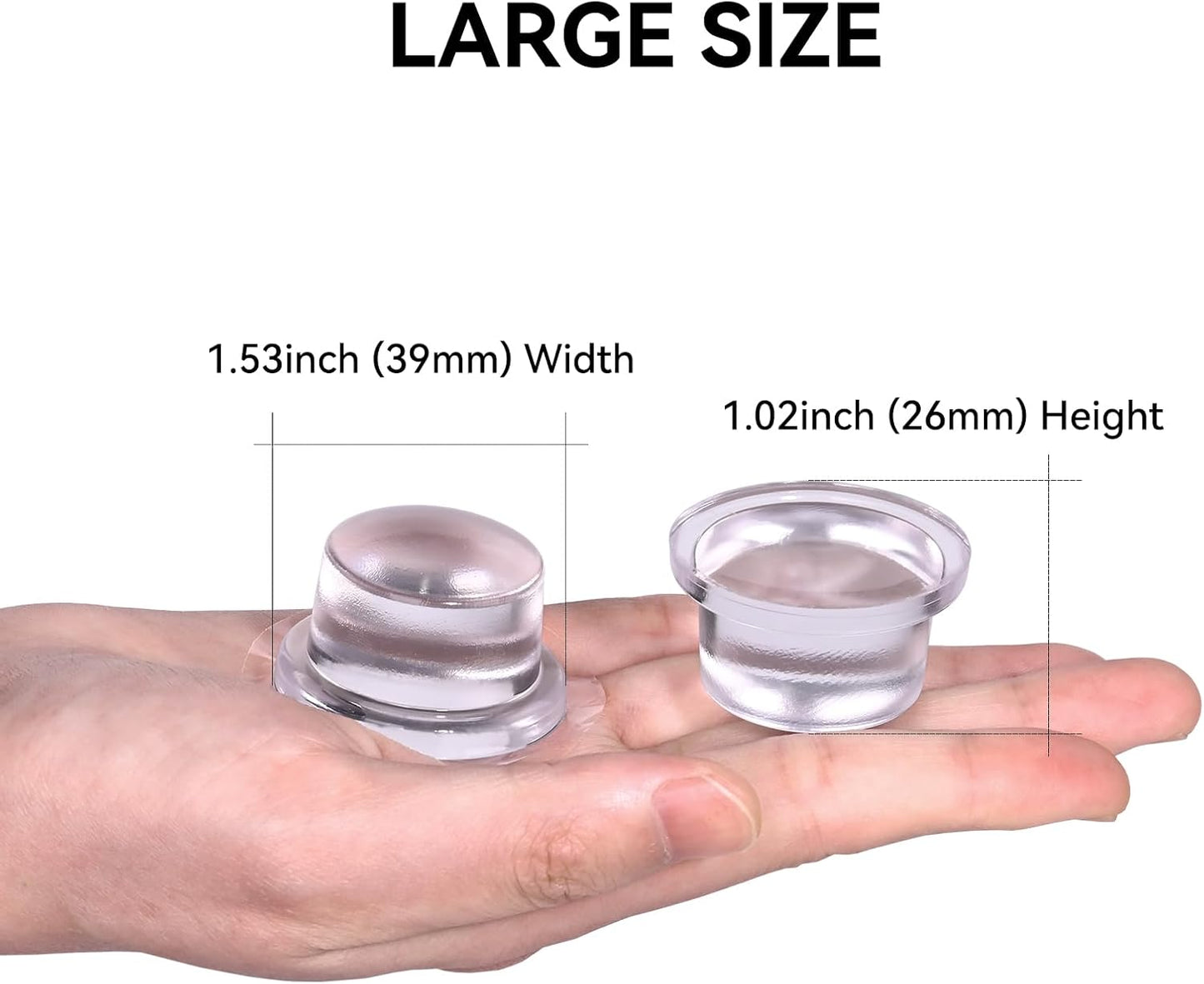 HENGS Upgraded Door Bumper 1.5" Clear Silicone | Self-Adhesive Door Knob Wall Protector |Large Rubber Door Stops for Wall Protection & Noise Reduction