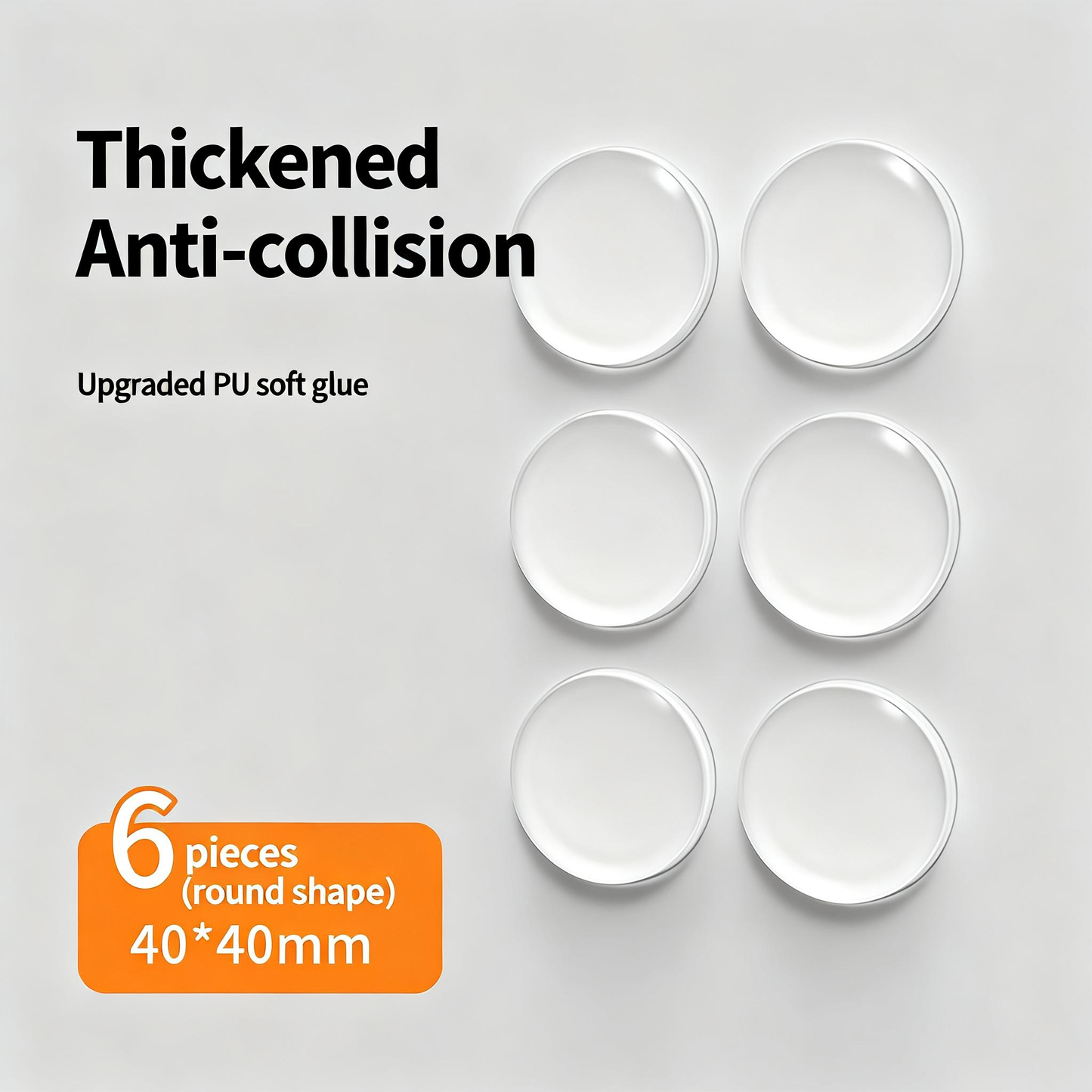 HENGS 6pcs Thick Transparent Door Stopper Wall Protector - Silicone Mute Door Knob Bumper, Self-Adhesive Reusable Gel Pad