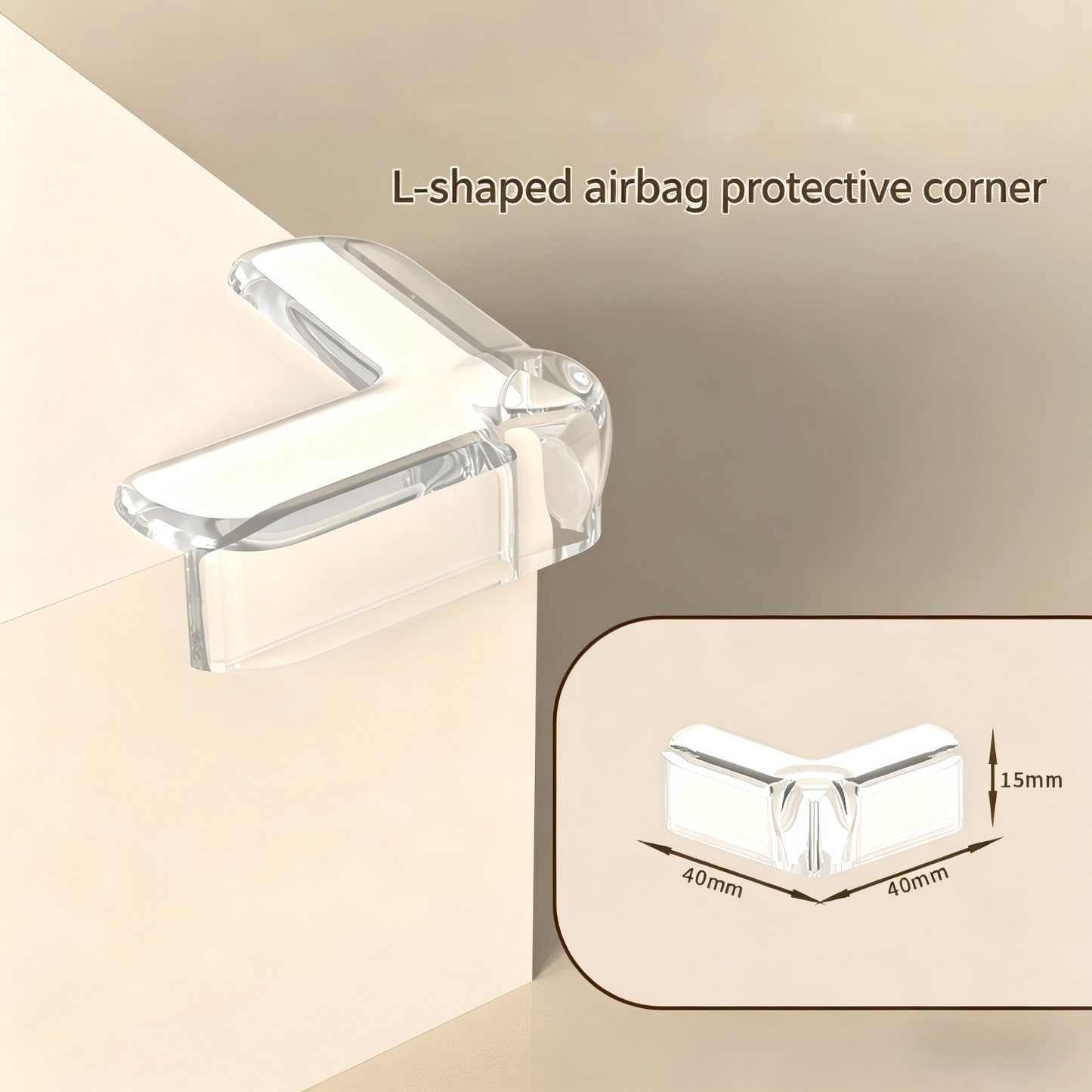 HENGS L-Shaped Airbag Corner Protectors for Baby Proofing - 12 Pack | Hollow PVC | Self-Adhesive | Furniture Edge Safety